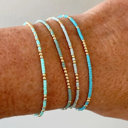 Set de brățări din perle turcoaz chic bohemian