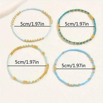Set de brățări din perle turcoaz chic bohemian