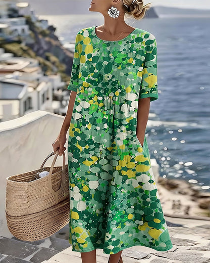 Elena | Φόρεμα Midi Φλοράλ Φαρδύ και Ελαφρύ