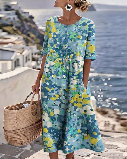 Elena | Φόρεμα Midi Φλοράλ Φαρδύ και Ελαφρύ